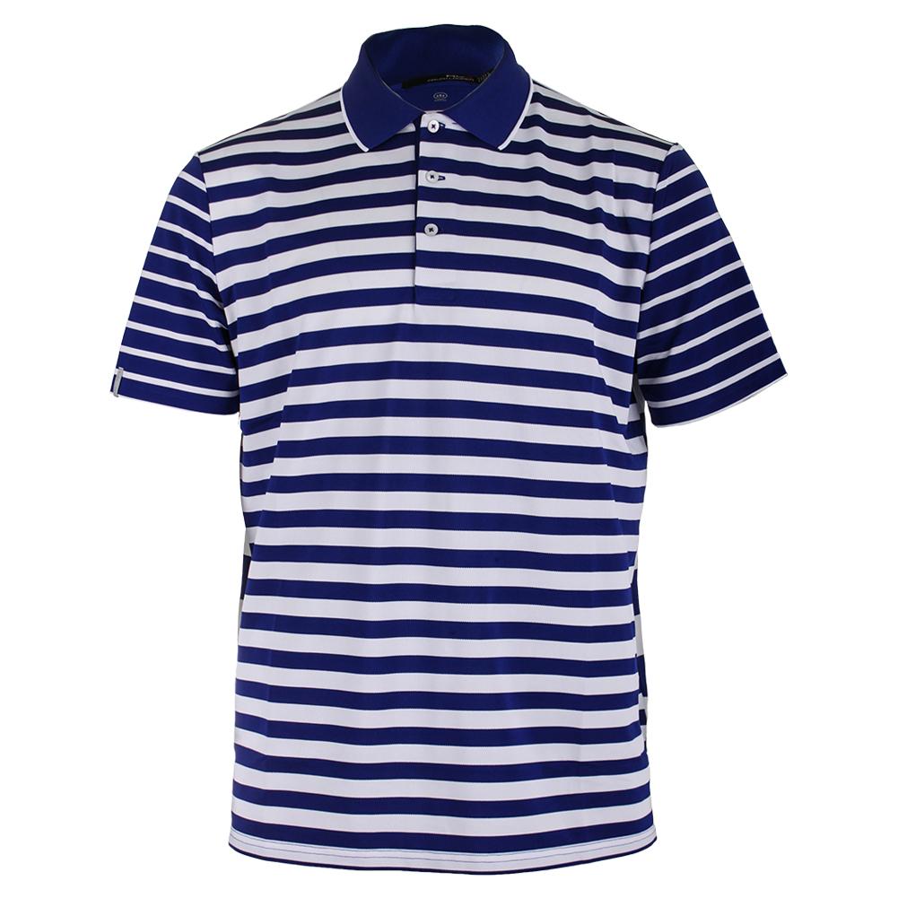 Polo Ralph Lauren Men's Engineered Stripe Polo in Royal Blue and White