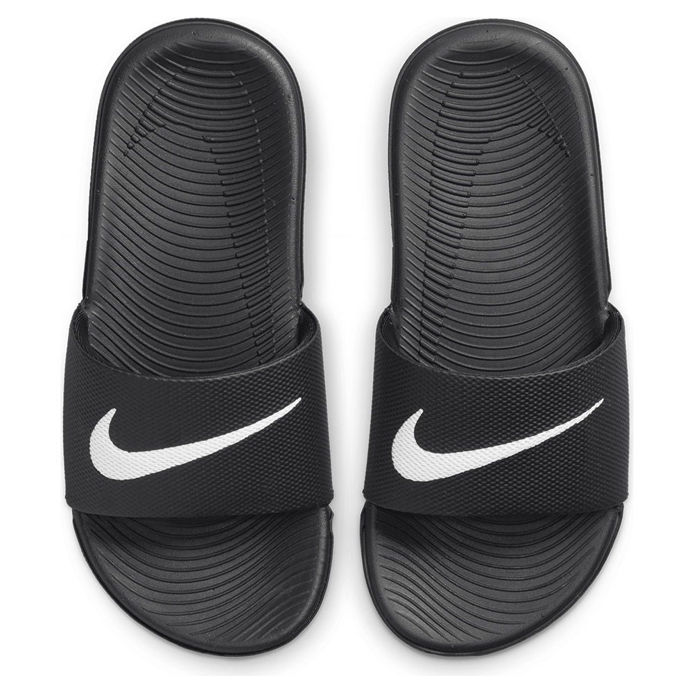 Nike Juniors` Kawa Sports Slides Black and White