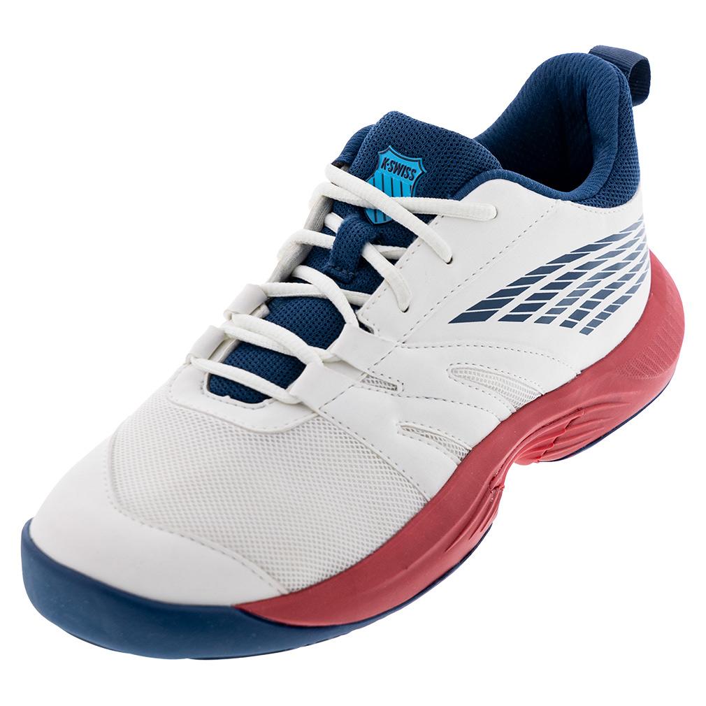 K-Swiss SpeedTrac Tennis Shoes Blanc de Blanc and Blue Opal