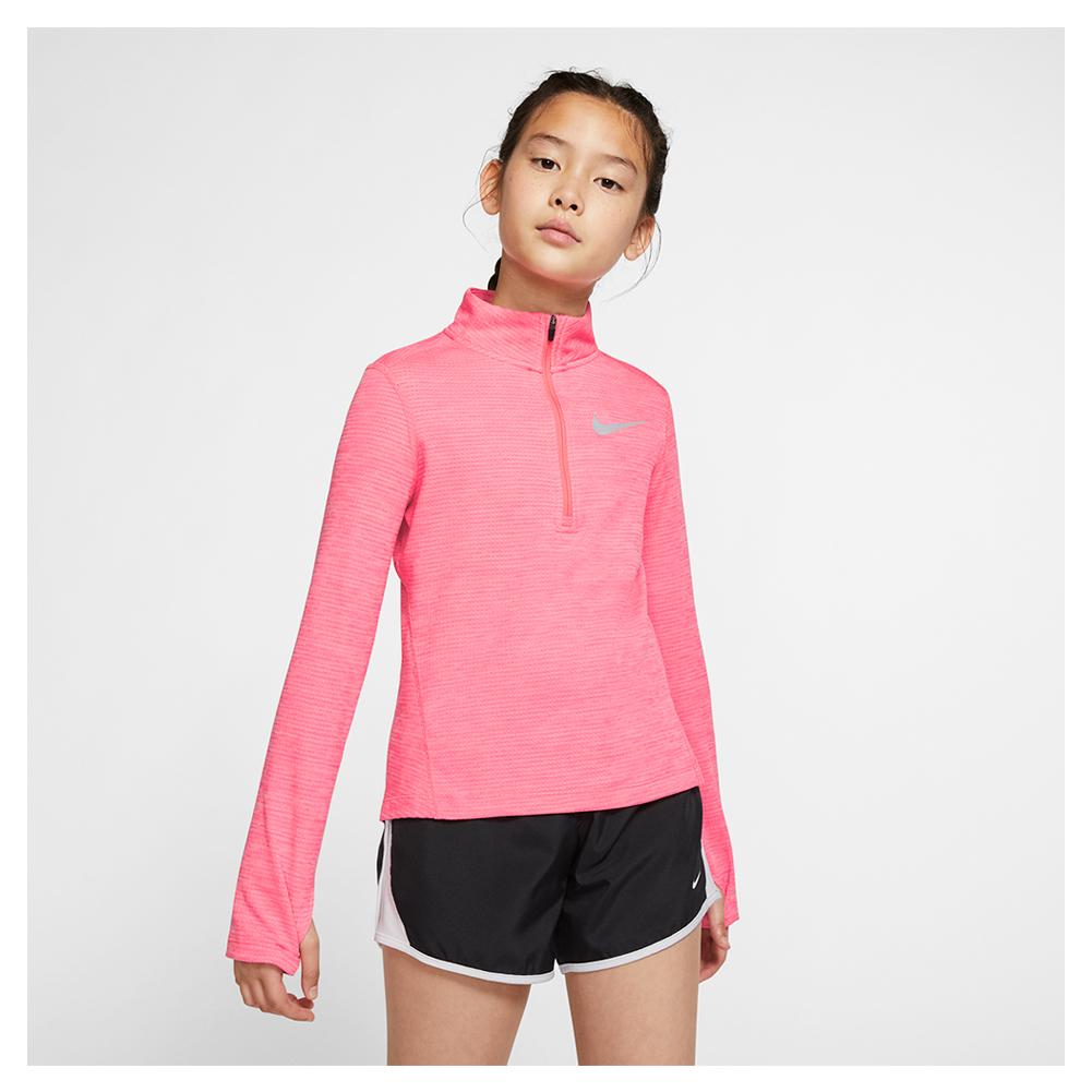 Nike Girls` Long Sleeve Half Zip Running Top