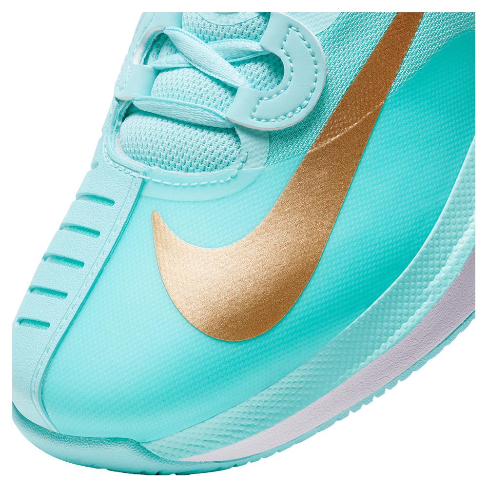 Nike Tennis Shoes Women`s Court Air Zoom GP Turbo Copa & Metallic Gold