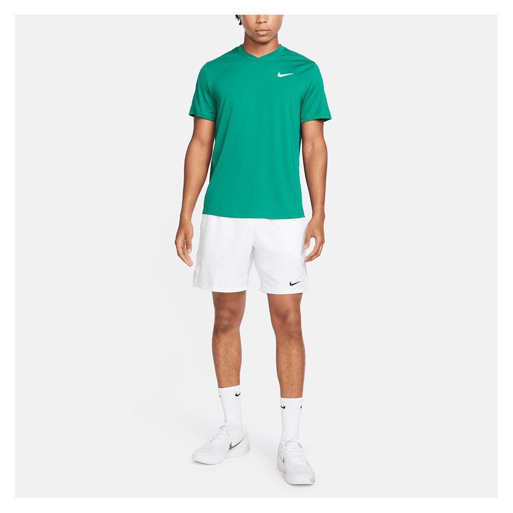 Nike Men`s Dri-Fit Victory Tennis Top Malachite and White