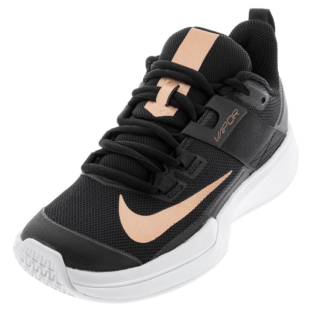 NikeCourt Vapor Lite Shoes Black and Metallic Red Bronze | Tennis Express