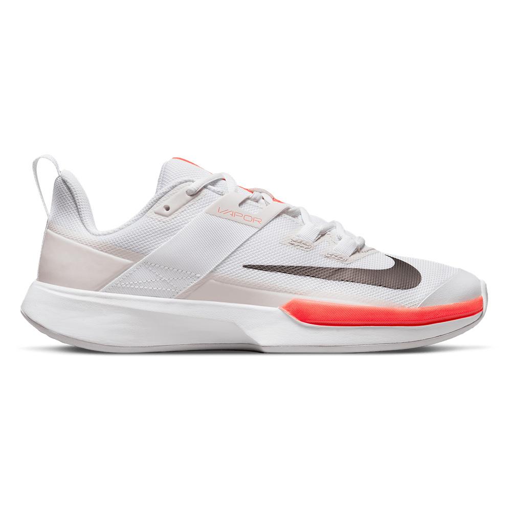 NikeCourt Women`s Vapor Lite Tennis Shoes White and Metallic Pewter