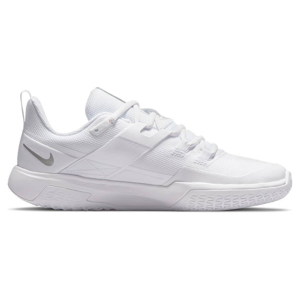 NikeCourt Women`s Vapor Lite Tennis Shoes White and Metallic Silver ...