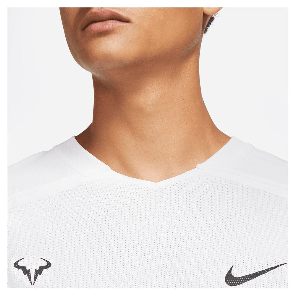 Nike Men`s Rafa Court Knit Dri-FIT Advantage Short Sleeve Tennis Top White