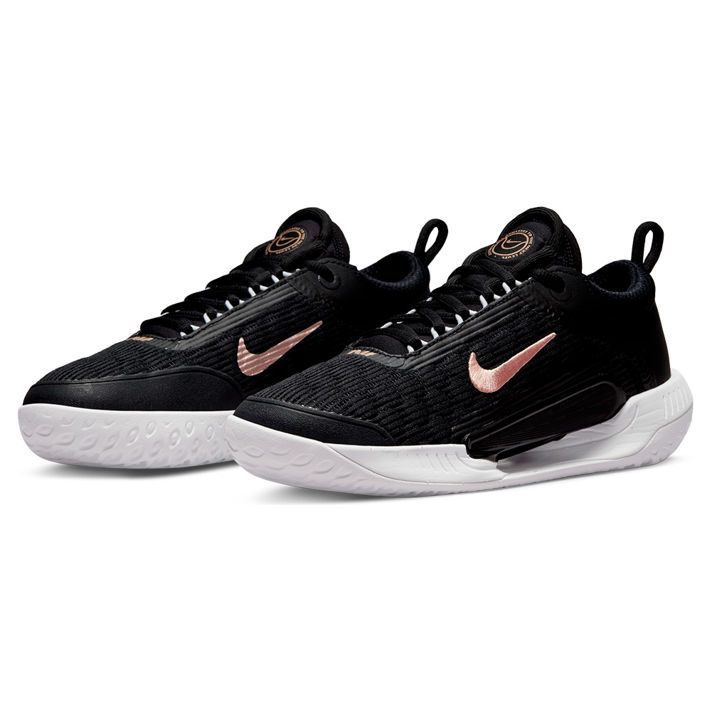 NikeCourt Women`s Zoom Court NXT Tennis Shoes Black and Metallic Red Bronze