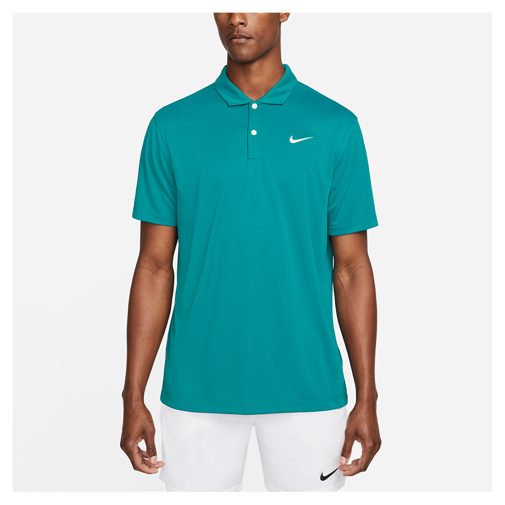 Nike Men`s Court Dri-FIT Solid Tennis Polo Bright Spruce and White
