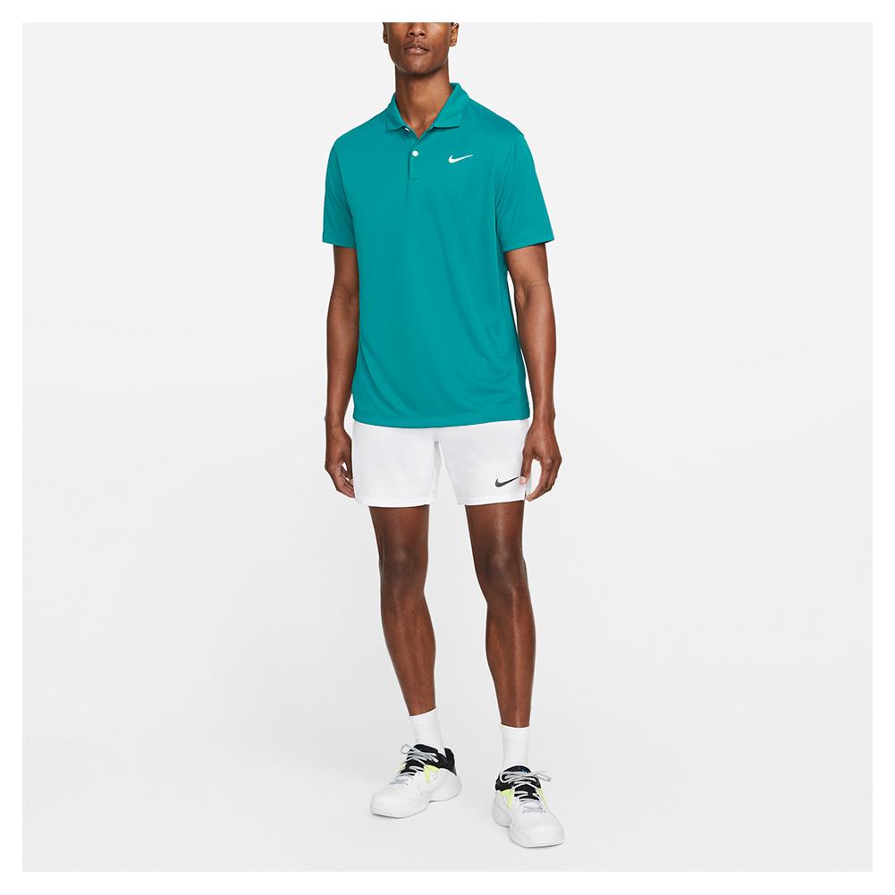 Nike Men`s Court Dri-FIT Solid Tennis Polo Bright Spruce and White