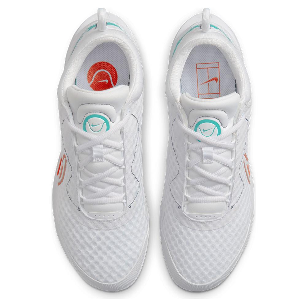 NikeCourt Women`s Zoom Pro Tennis Shoes White and Washed Teal