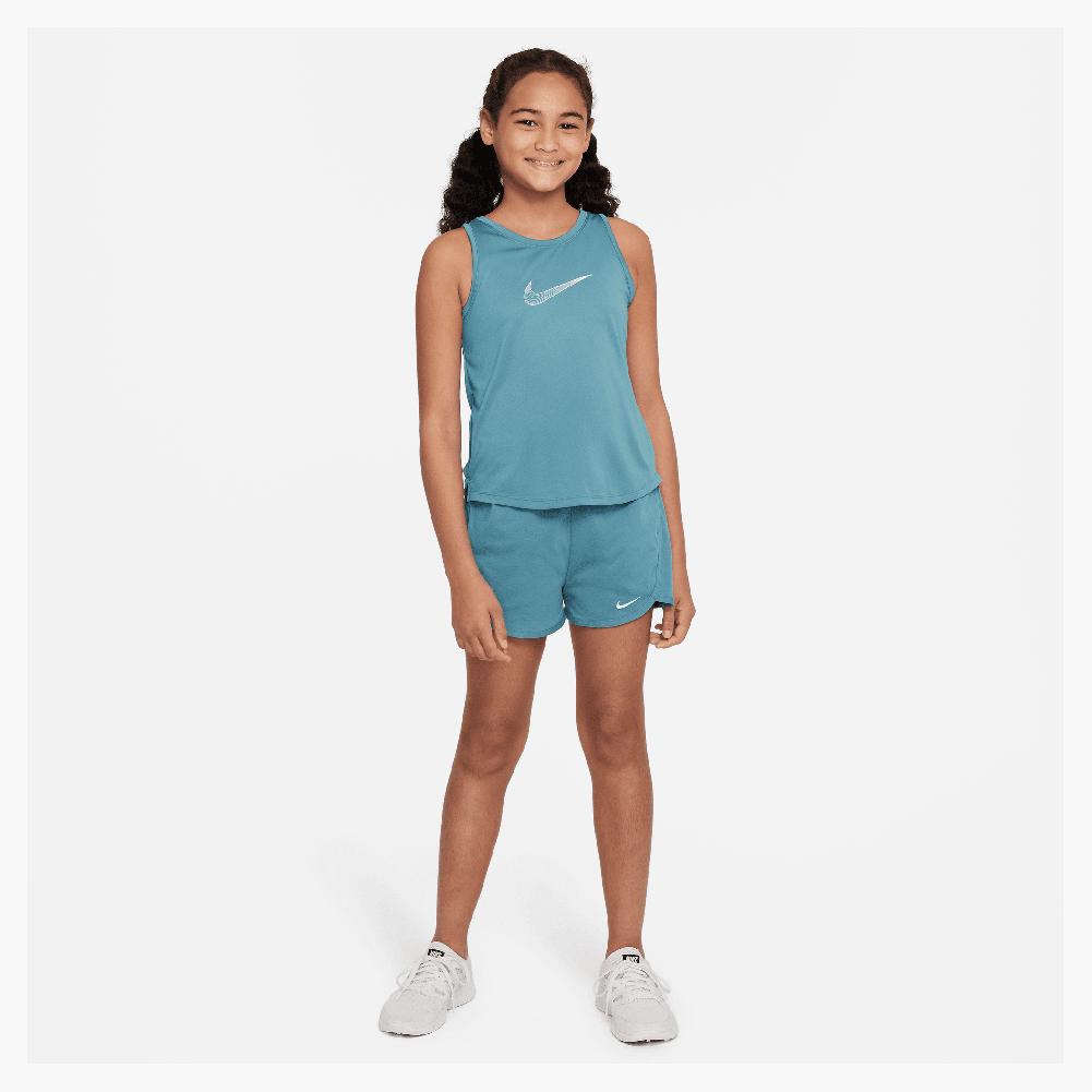 NIKE Girls` Dri-FIT One Training Tank Mineral Teal and White | DH5215 ...