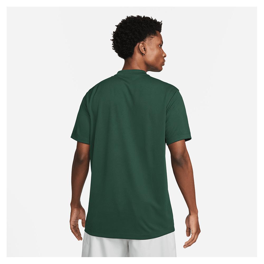 Nike Men`s Court Dri-FIT Blade Solid Tennis Polo Pro Green and White
