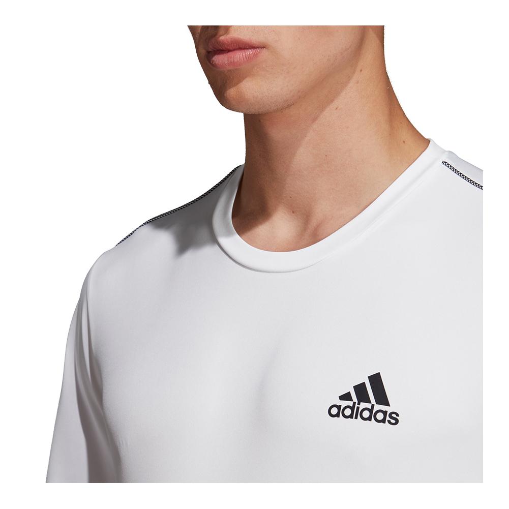 adidas Men`s Club 3 Stripes Tennis Top in White and Black