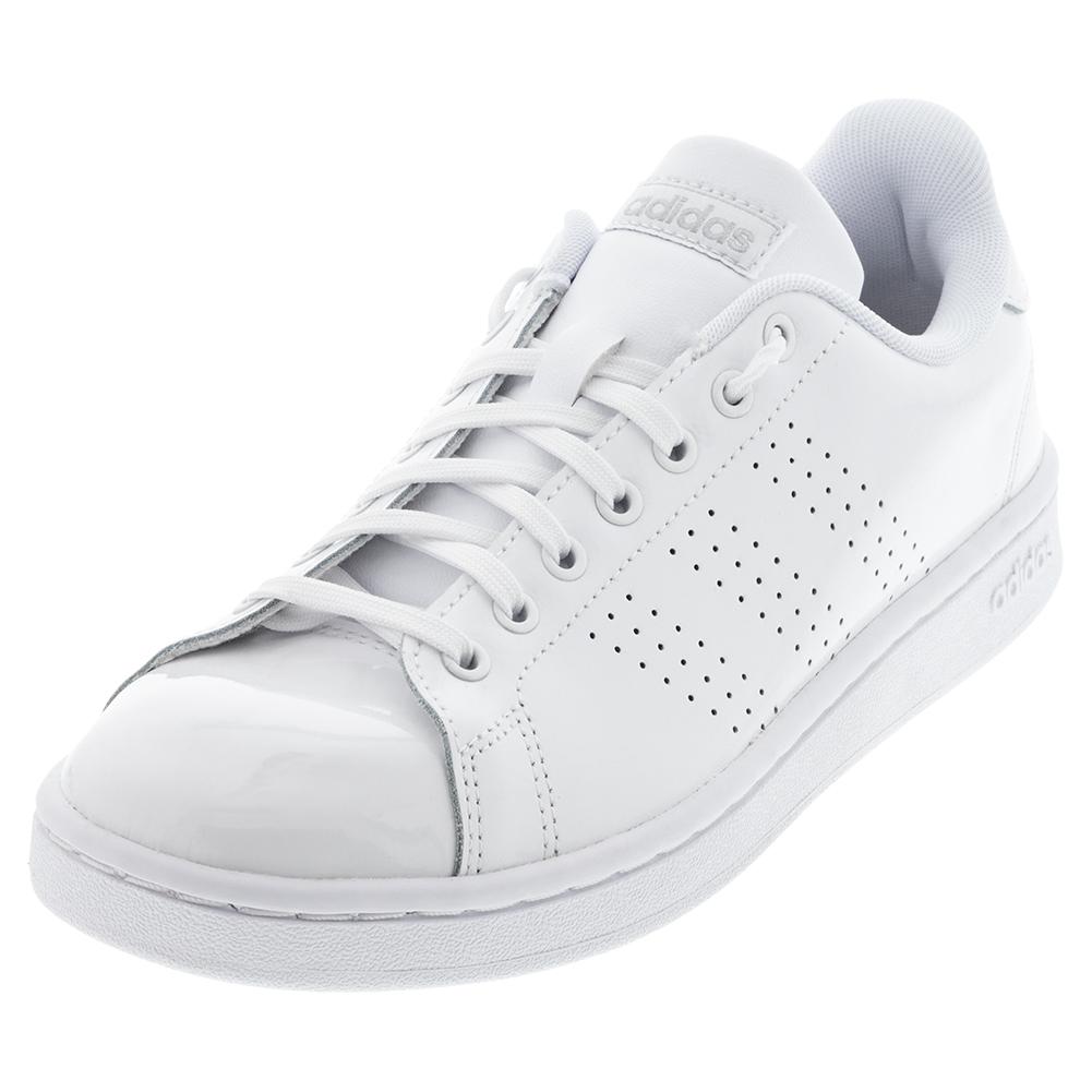 adidas Women`s Advantage Tennis Shoes White and Matte Silver | Tennis ...