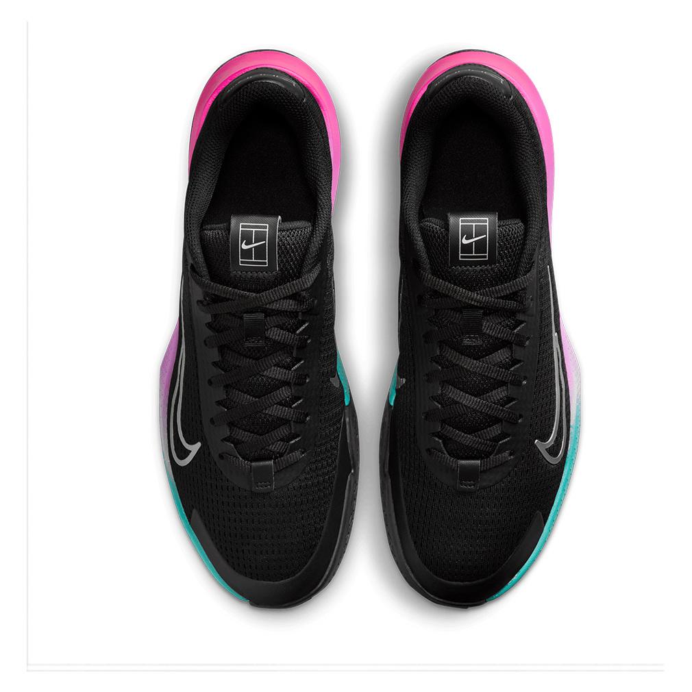 NikeCourt Men`s Vapor Lite 2 Premium Tennis Shoes Black and Metallic Silver