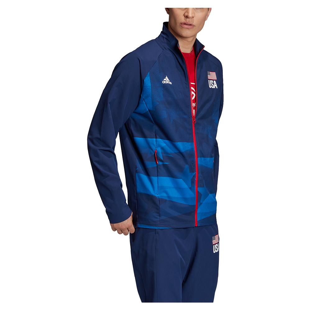adidas Men`s USA Volleyball Warm Up Jacket Team Navy and Glory Blue ...