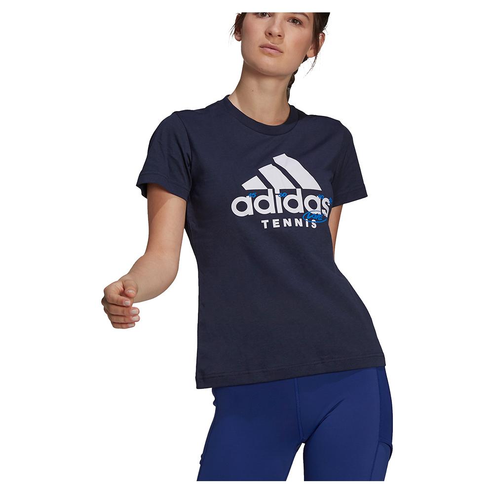 Adidas Women`s Graphic Logo Tennis T-Shirt in Legend Ink