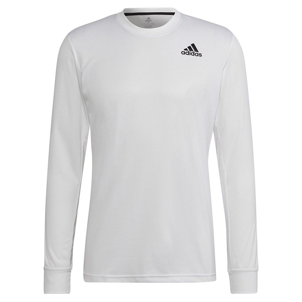 Adidas Men`s Freelift Long Sleeve Tennis Top White