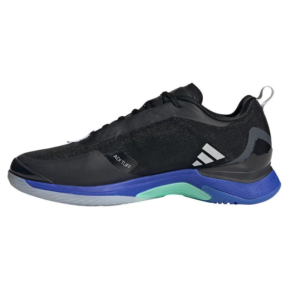adidas Women`s Avacourt Tennis Shoes Core Black and Silver Metallic