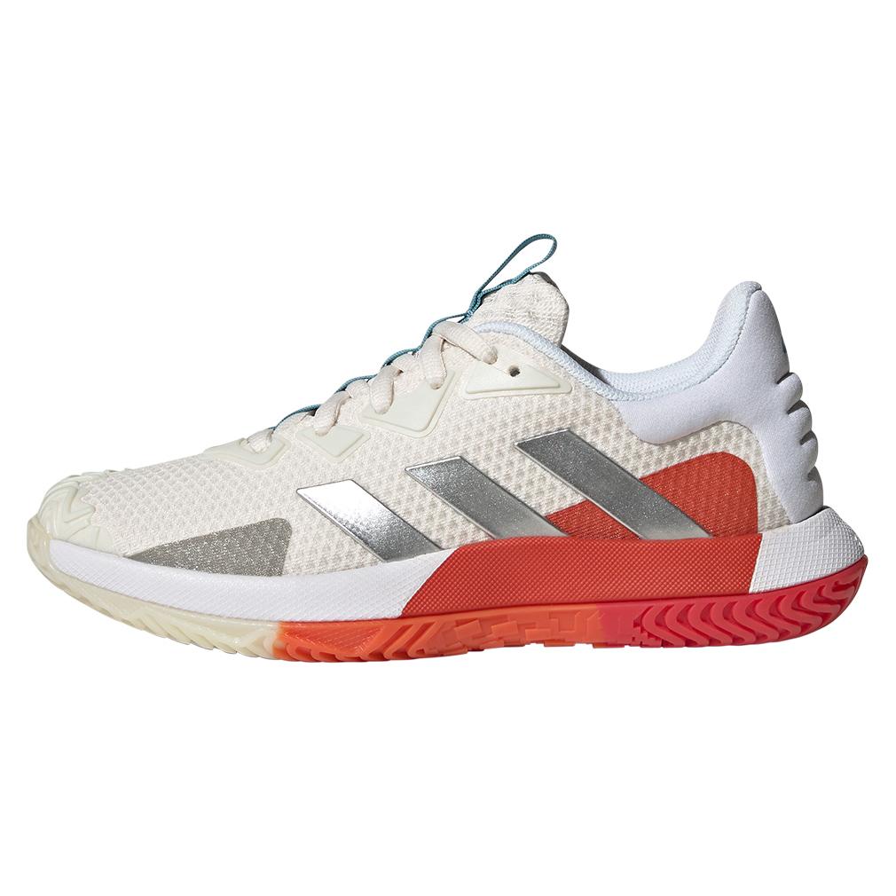 Jet Willen beginsel adidas Women`s SoleMatch Control Tennis Shoes Chalk White and Matte Silver