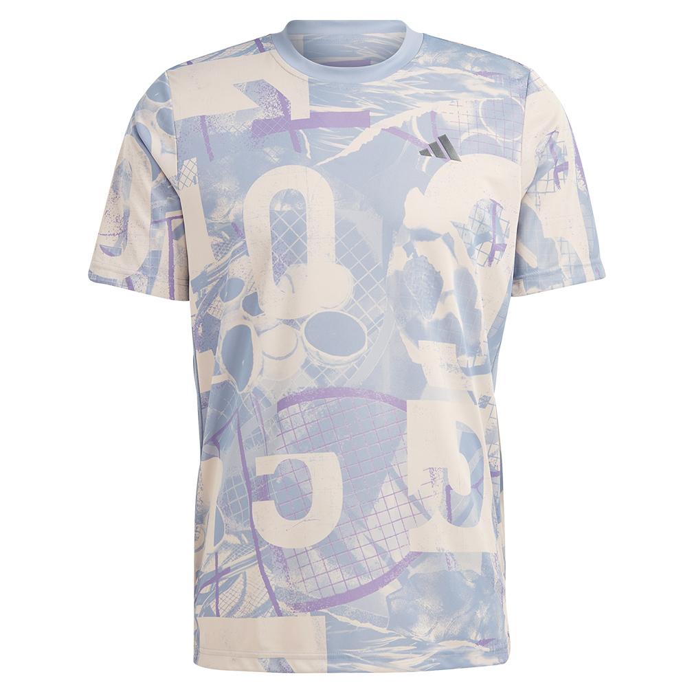 adidas Men`s Club Graphic Tennis Top Wonder Taupe and Violet Fusion
