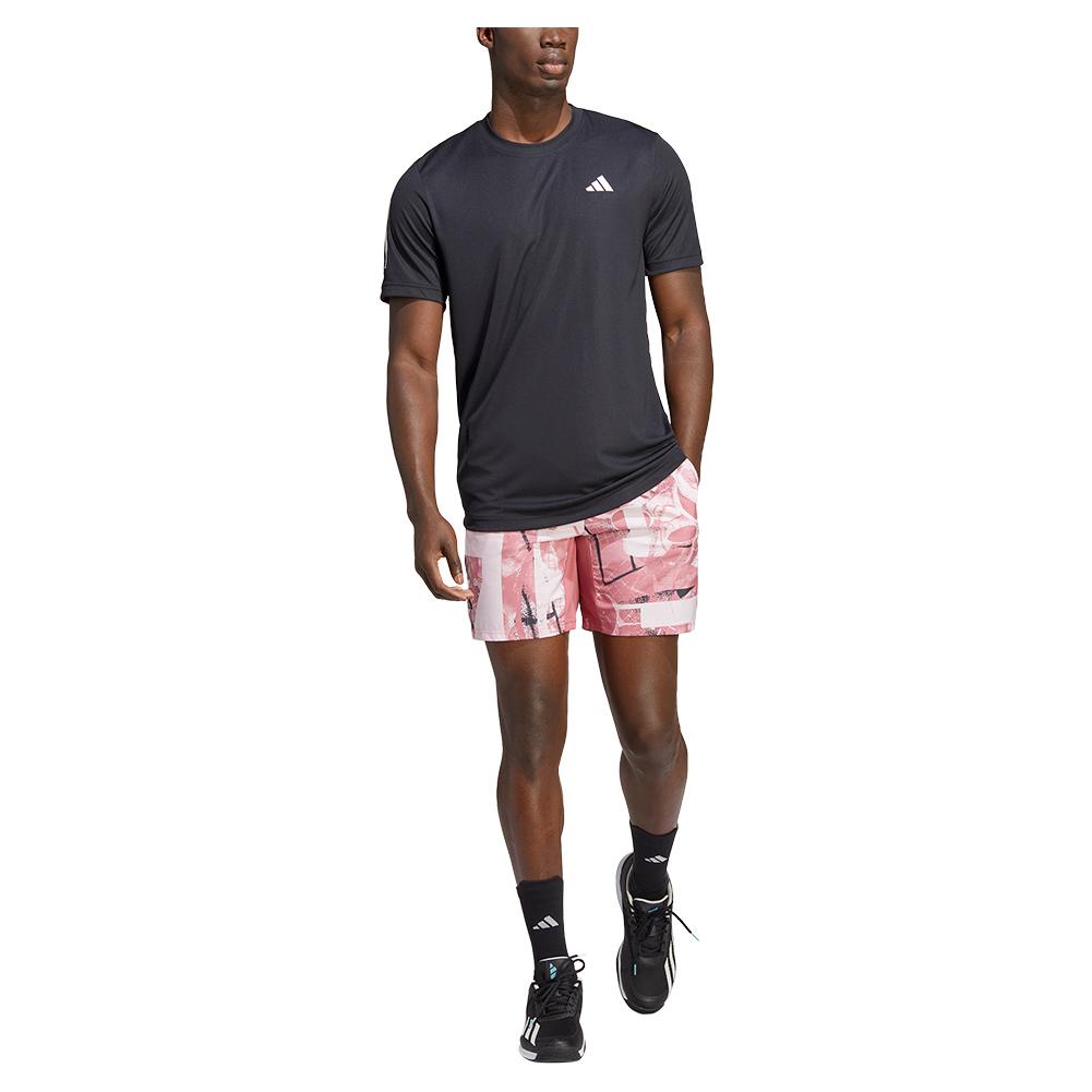 Strata Men`s Clear Graphic Club Adidas 7 Inch Pink and Pink Shorts Tennis