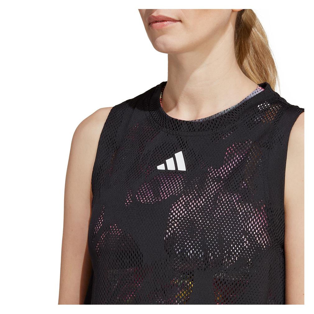 Adidas Women`s Melbourne Tennis Dress in Black and Multicolor
