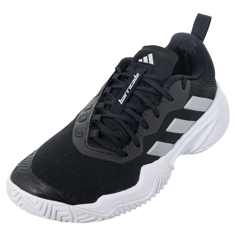 adidas Women`s Barricade Tennis Shoes Black and Silver Metallic