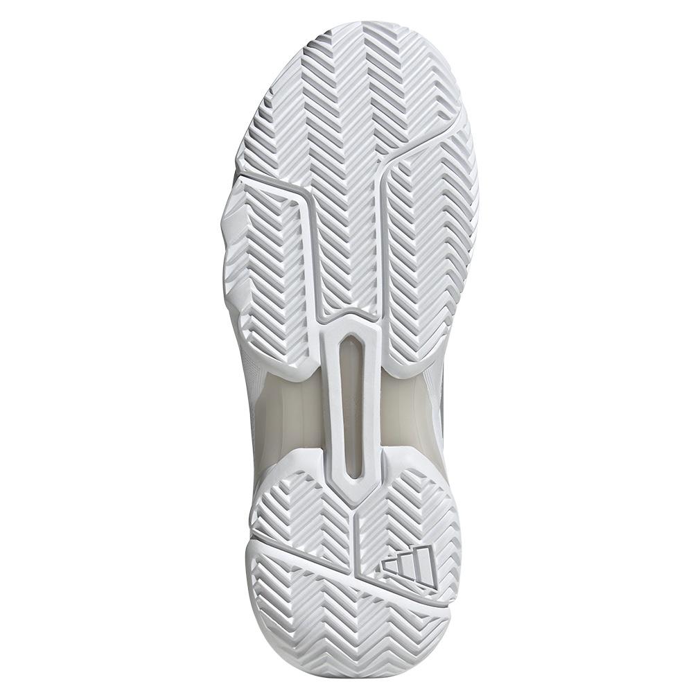 adidas Women`s CourtJam Control 3 Tennis Shoes White and Silver Metallic