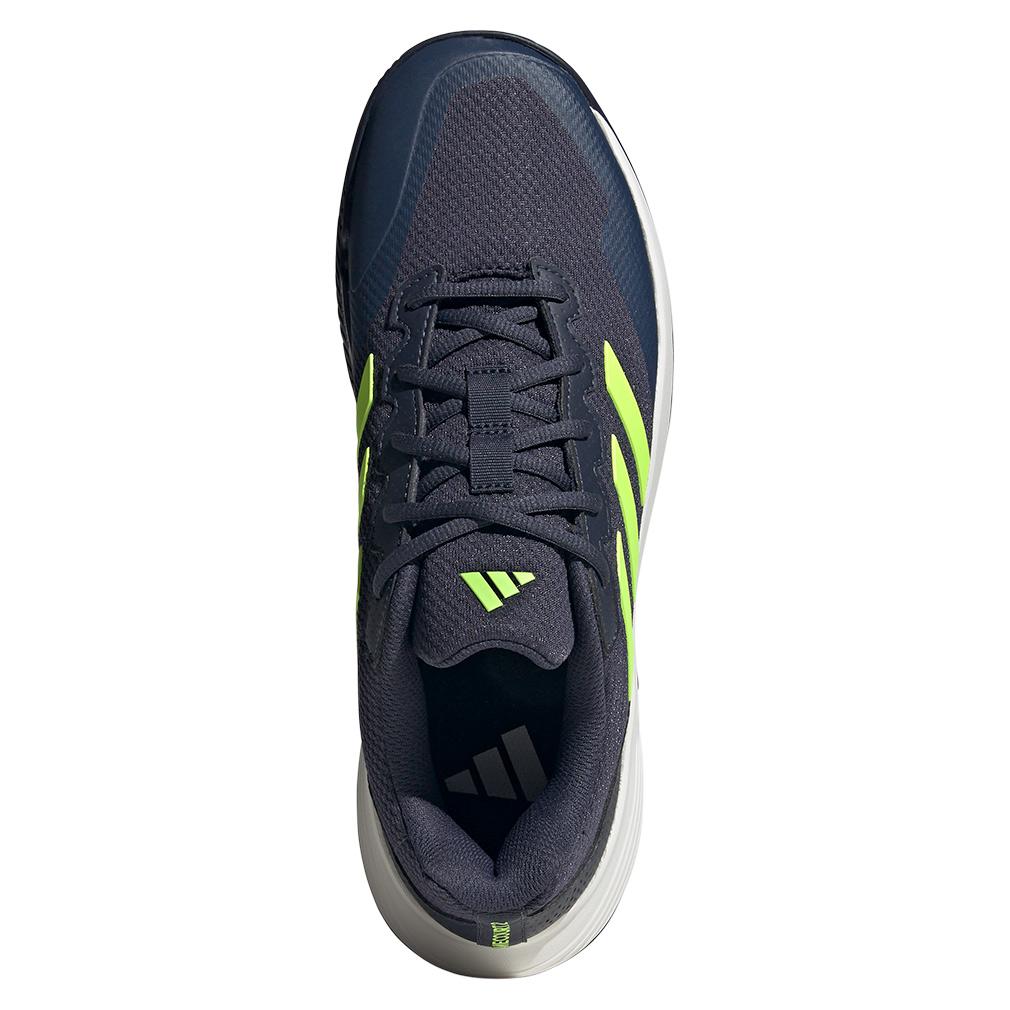 adidas Men`s GameCourt 2 Tennis Shoes Shadow Navy and Lucid Lemon