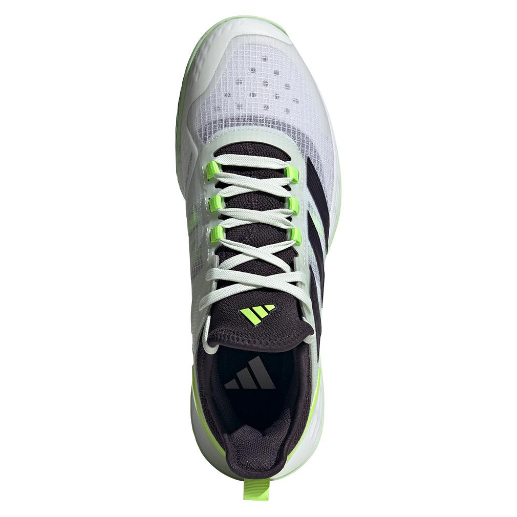 adidas Men`s adizero Ubersonic 4.1 Tennis Shoes White and Lucid Lemon