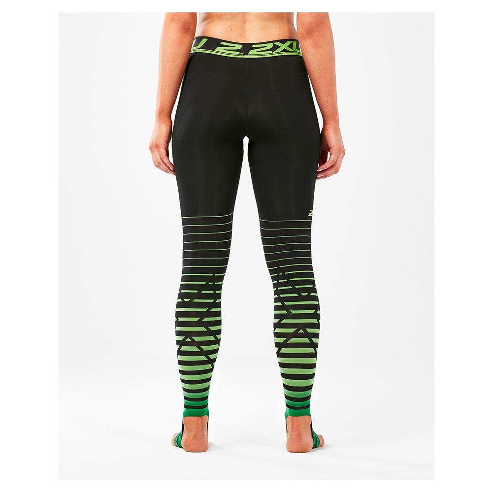 2XU Women`s Power Recovery Compression Tights Black and Green