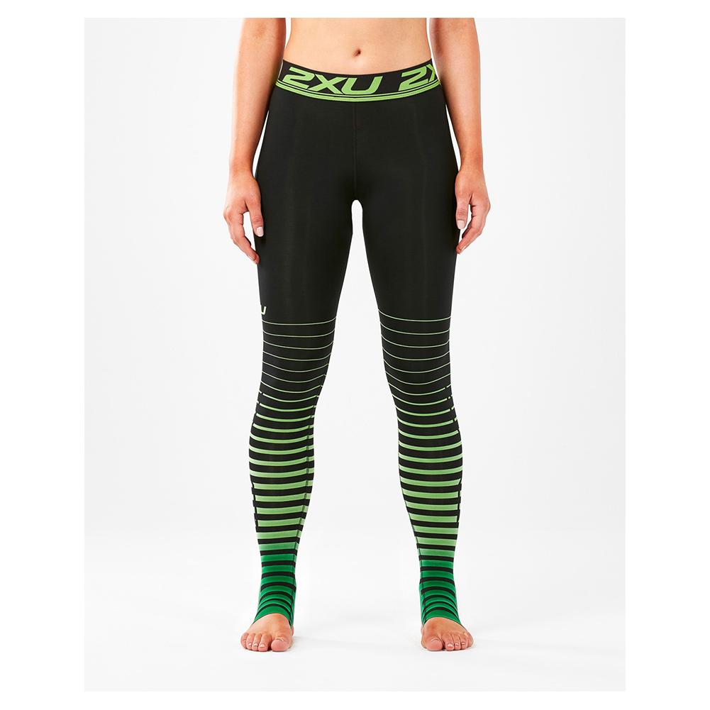 2XU Women`s Power Recovery Compression Tights Black and Green